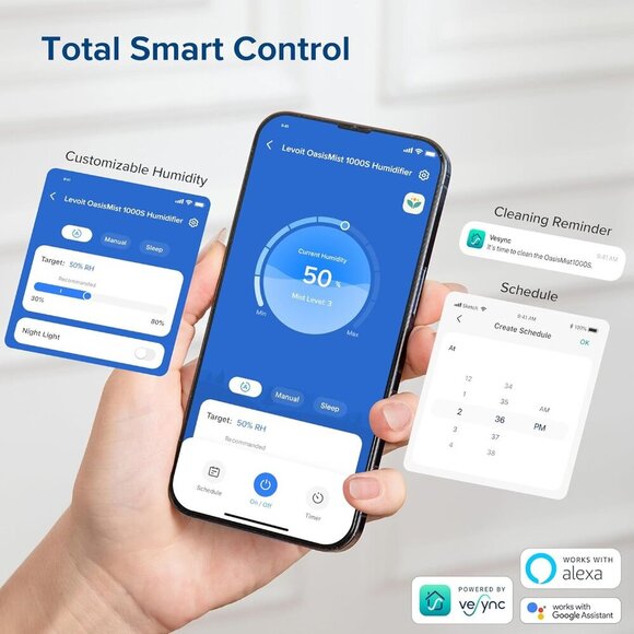 OasisMist 1000S 10L Smart Humidifier for Home Large Room Bedroom, Last 100 Hours - Picture 6 of 8